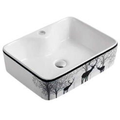 Chậu lavabo sứ đặt bàn hoa văn LB07