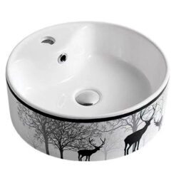 Chậu lavabo sứ đặt bàn hoa văn LB13