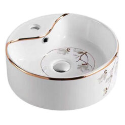 Chậu lavabo sứ đặt bàn hoa văn LB14